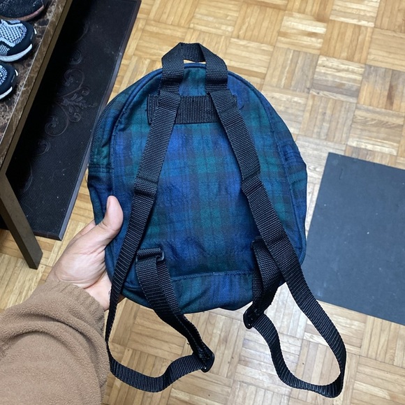 Vintage Walt Disney World Mickey Mouse Green Blue Plaid Mini Backpack - Picture 5 of 13